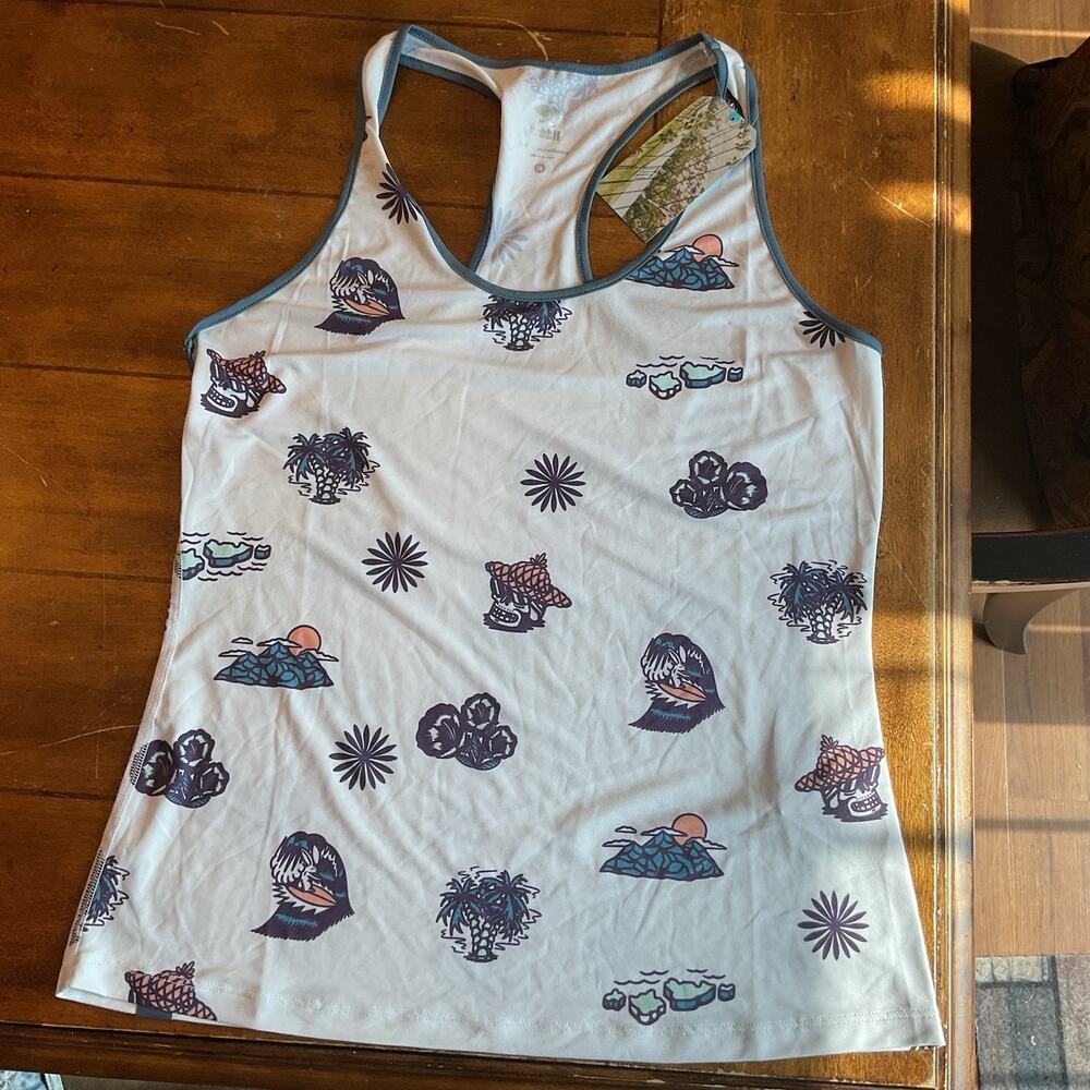 Rabbit Running Racerback Tank Top Hawaii Surfing Skulls Light Soft sz Large NWT